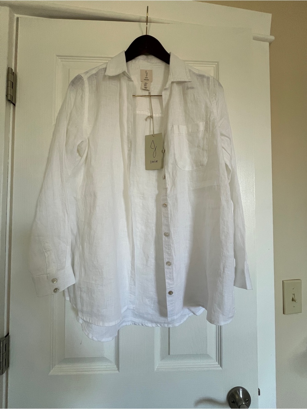 Joie White Linen Collared Shirt